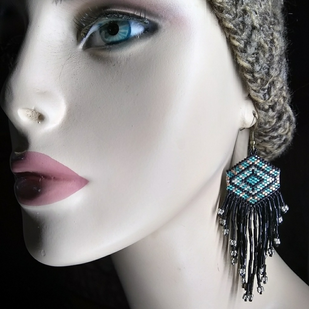 ⭐HP⭐ SOLD JRW Handmade Black Silver Statement Earrings - Picture 6 of 8